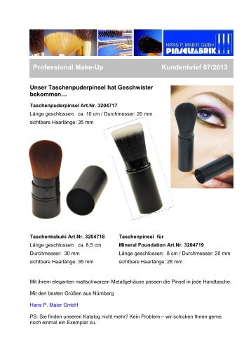Professional Make-Up Taschenpuderpinsel - Kundenbrief 07/2013
