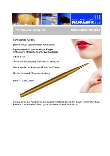 Lippenpinsel - Kundenbrief 08/2013