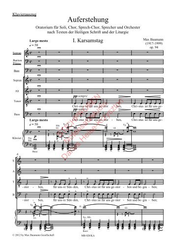 Max Baumann: Auferstehung, Klavierauszug