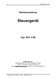 Betriebsanleitung Steuergerät Typ: SV1-1-8Z - Beier-Electronic