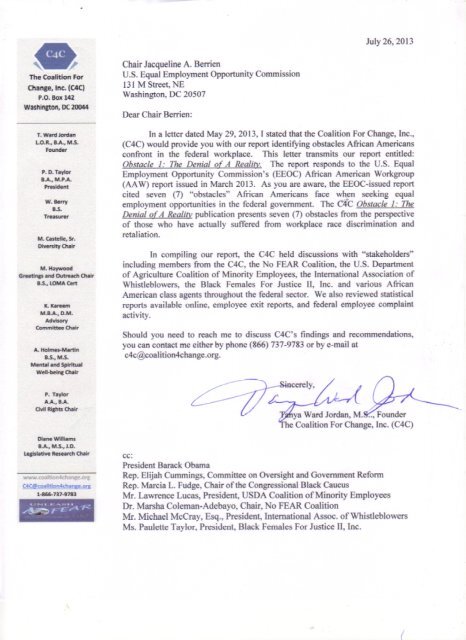 C4C Rebuttal Letter To EEOC Chair Jacqueline Berrien