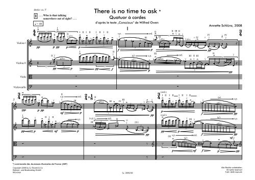 Annette Schluenz: Streichquartett, Partitur