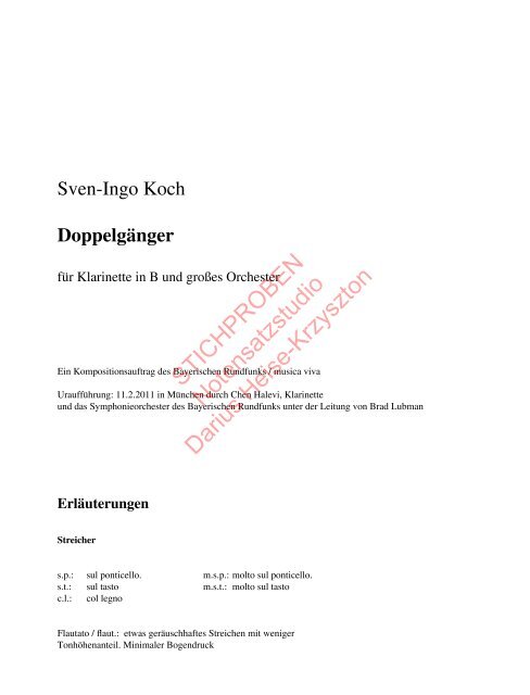 Sven-Ingo Koch, Doppelgänger, Violine 1