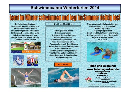 Schwimmcamp Winterferien 2014