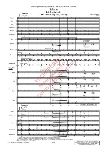 E. Schneider: Salaam, Frieden-Sinfonie für Soli (SATB), Chor und Orchester