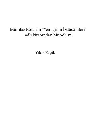 Yenilginin İzdüşümleri -Mümtaz Kotan, Yalçın Küçük