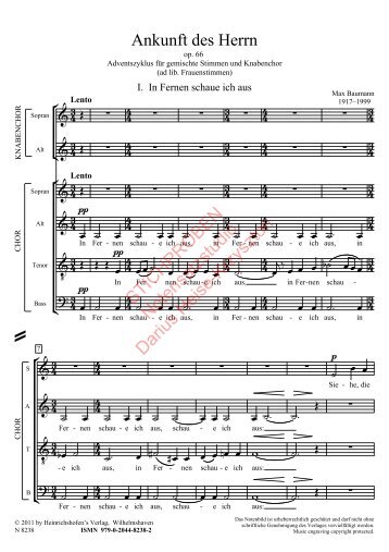 Max Baumann: Ankunft des Herrn op. 66 für gemischte Stimmen und Knabenchor