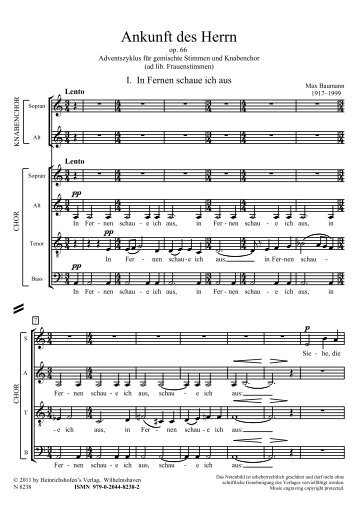 Max Baumann: Ankunft des Herren op. 66, Adventszyklus für gemischte Stimme und Knabenchor 