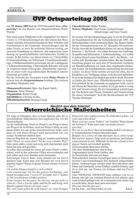 Hatzendorfer Agricola Ausgabe Nr. 33