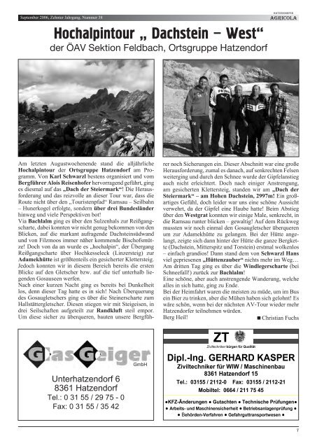 Hatzendorfer Agricola Ausgabe Nr. 38