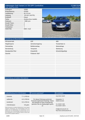 Volkswagen Golf VI 1.2 TSI Team 15.390 EUR - Auto Kühn GmbH