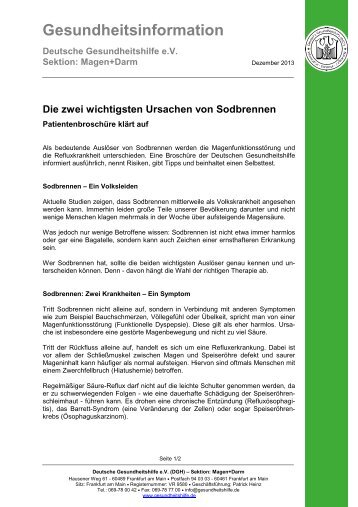 Die zwei wichtigsten Ursachen von Sodbrennen