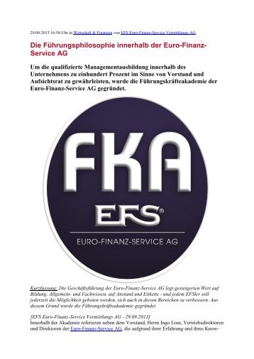 Die Führungsphilosophie innerhalb der Euro-Finanz- Service AG