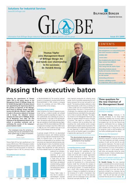 Passing the executive baton - Bilfinger Berger Industrial Services