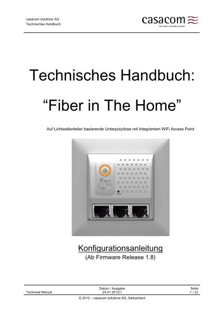 Technisches Handbuch: “Fiber in The Home” - casacom