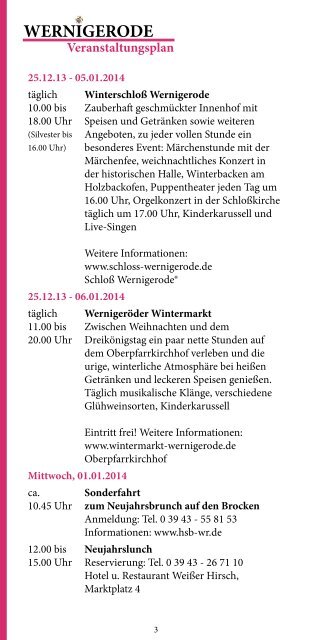 Wernigerode Insider Tipps Januar 2014