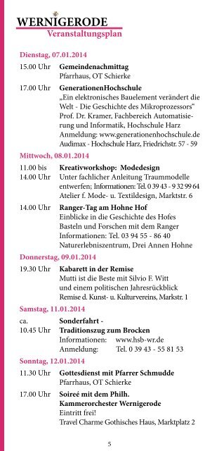 Wernigerode Insider Tipps Januar 2014