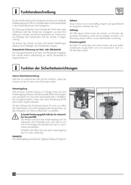 Einbau- und Bedienungsanleitung Garagentorantrieb Rator F3