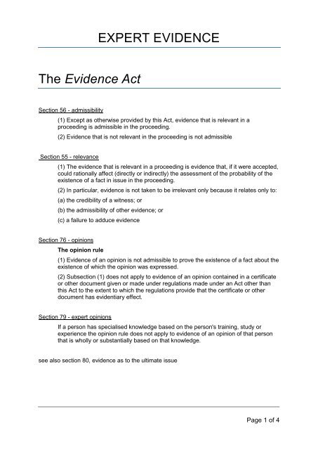 The Evidence Act - Gordon & Jackson