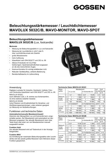 Beleuchtungsstärkemesser / Leuchtdichtemesser ... - GOSSEN Foto