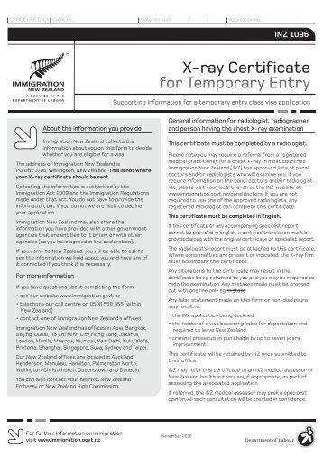 nz visa medical residence Medical Certificate and 1007 Chest X (INZ ray