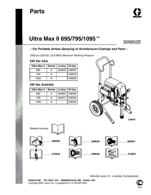 309952E Ultra Max II 695/795/1095 Parts - Graco Inc.