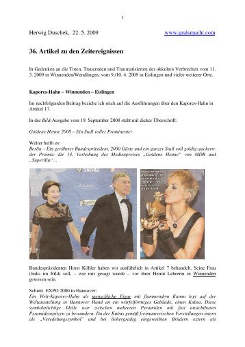 36. Artikel zu den Zeitereignissen - Gralsmacht