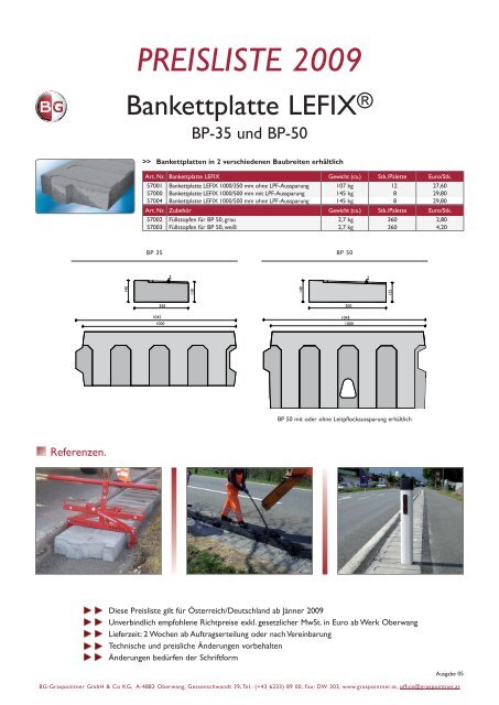 PREISLISTE 2009 - BG Graspointner GmbH & Co KG