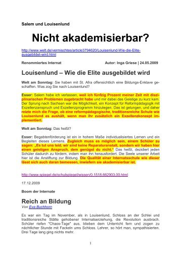 Internate Salem und Louisenlund nicht akademisierbar? - Ulange ...