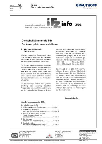 StZ 2.2 ifz-info Die schalldämmende Tür - Grauthoff