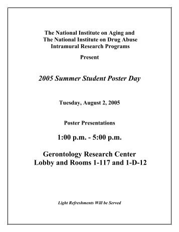 Student Poster Day 2005 - National Institute on Aging