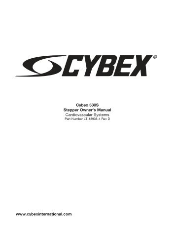 Cybex 530S Stepper Owner's Manual ... - GymStore.com