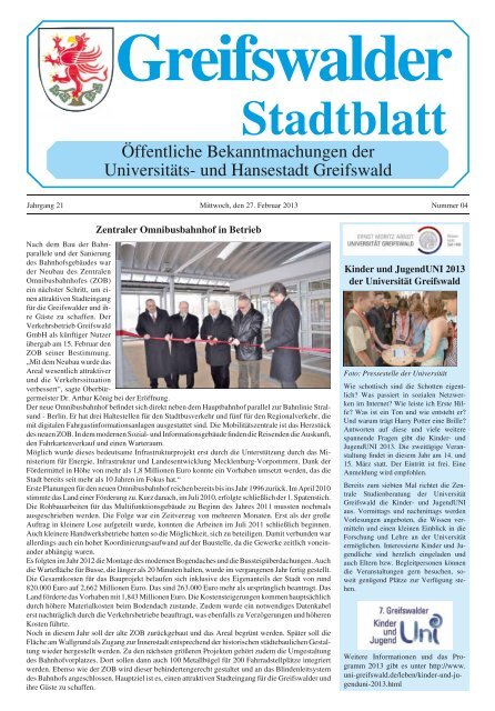 aktuelle Ausgabe - Hansestadt Greifswald