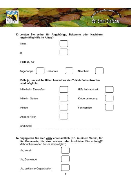 Seniorenpolitische Umfrage Stadt Grafenau