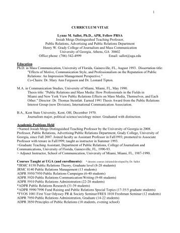 CURRICULUM VITAE - Grady College of Journalism and Mass ...