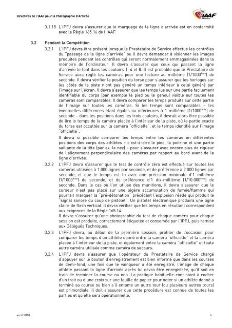 IAAF Photo Finish Guidelines