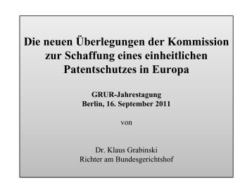 Vortrag von Dr. Klaus Grabinski - GRUR