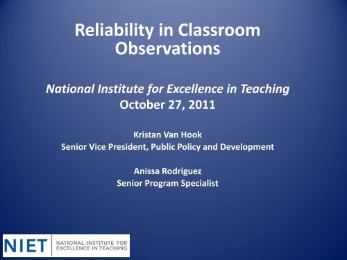 Reliability in Classroom Observations - Harvard Graduate School of ...