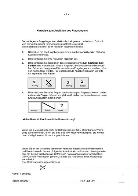 Anschreiben an Mieter - GSG Oldenburg