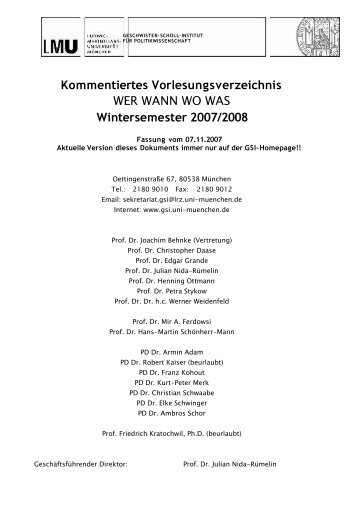 Wintersemester 2007/2008 - Geschwister-Scholl-Institut für ...