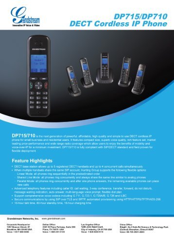 DP71x Product Brochure/Specifications - Grandstream Networks