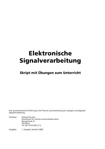 Skript ESV (Elektronische Signalverarbeitung) - von Gunthard Kraus