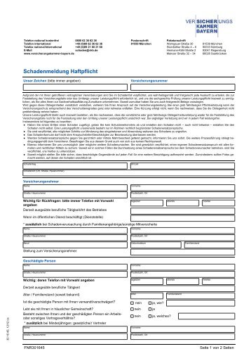 Schadenmeldung Haftpflicht - GVV