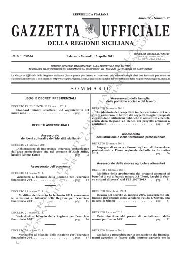 Decreto presidenziale 23 marzo 2011 - Gazzetta Ufficiale della ...