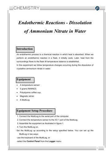 Endothermic Reactions - Dissolution of Ammonium Nitrate in Water