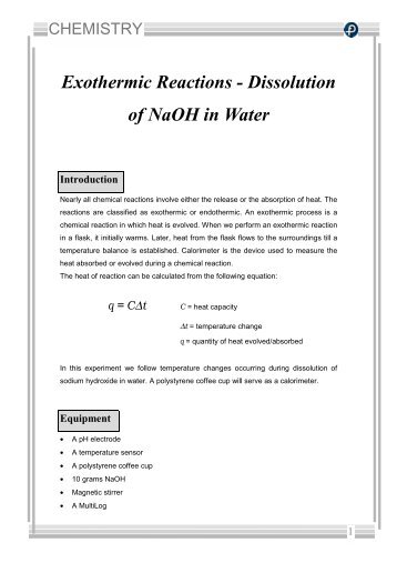 Exothermic Reactions - Dissolution of NaOH in Water Introduction