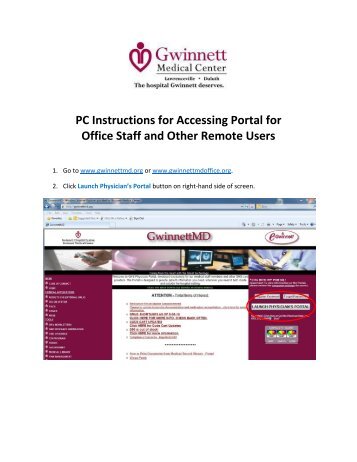 PC - Portal Login Instructions - GwinnettMD