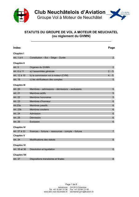 Statuts (règlement) - Groupe Vol Moteur de Neuchâtel