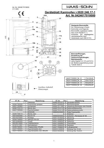 Geräteblatt Kaminofen i-3020 246.17-1 Art. Nr ... - Haas + Sohn