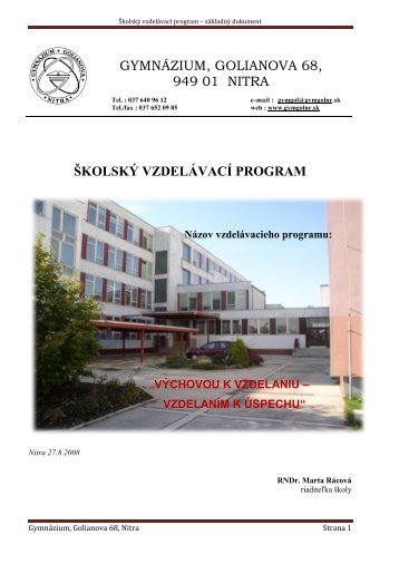 stiahnúť - Gymnázium Nitra, Golianova 68